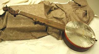 Photograph of a banjo. Photograph of a banjo.