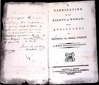 Frontpiece to 1792 edition of Mary Wollstonecraft's Vindication of the Rights of Women. Frontpiece to 1792 edition of Mary Wollstonecraft's Vindication of the Rights of Women.