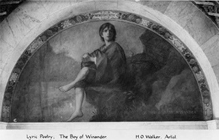 A black and white photograph of a painting entitled 'Lyric poetry; The boy of Winander.' A black and white photograph of a painting entitled 'Lyric poetry; The boy of Winander.'