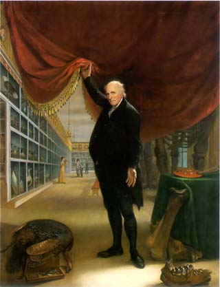 Painting by Charles Willson Peale (1741-1827). The Artist in His Museum. Oil on Canvas. Painting by Charles Willson Peale (1741-1827). The Artist in His Museum. Oil on Canvas.