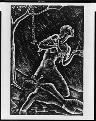Cartoon of woman next to a lynched man, by Laurence Foy. Cartoon of woman next to a lynched man, by Laurence Foy.