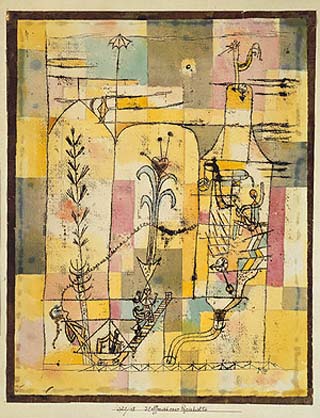 Painting by Paul Klee, 1921. Tale à la Hoffmann, Watercolor, ink, and pencil on paper. Painting by Paul Klee, 1921. Tale à la Hoffmann, Watercolor, ink, and pencil on paper.