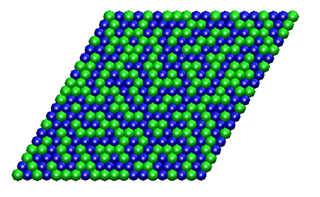 Blue and green balls form a trapezoid. Blue and green balls form a trapezoid.