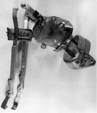Photo of a damaged leg brace. Photo of a damaged leg brace.