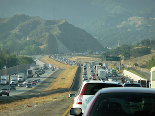 Traffic jam on Los Angeles highway. Traffic jam on Los Angeles highway.