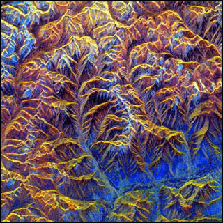 Colorful image of mountainous landscape taken from above. Colorful image of mountainous landscape taken from above.