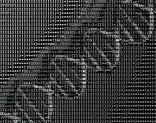 A DNA helix rendered in ASCII art. A DNA helix rendered in ASCII art.