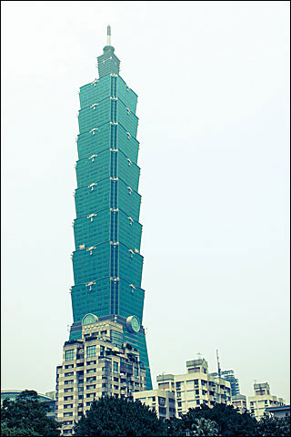 A photograph of Taipei 101, a skyscraper in Taipei, Taiwan. A photograph of Taipei 101, a skyscraper in Taipei, Taiwan.