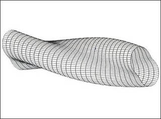 Buckling mode simulation for a cylinder subjected to torsion. Buckling mode simulation for a cylinder subjected to torsion.