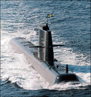 A submarine emerges from the ocean amidst white foam. A submarine emerges from the ocean amidst white foam.
