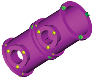 An illustration of a interlocking pipe sections. An illustration of a interlocking pipe sections.