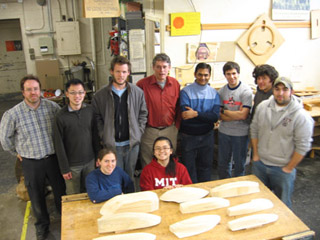 Instructors and students with their half-hull model boats. Instructors and students with their half-hull model boats.