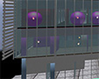 Architectural rendering of the MIT Media Lab building with various points highlighted to show sensor locations and status. Architectural rendering of the MIT Media Lab building with various points highlighted to show sensor locations and status.