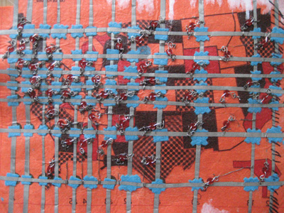 Photo of fabric with a grid pattern on it.