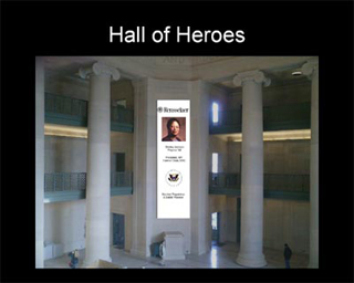 A digital display on columns. A digital display on columns.