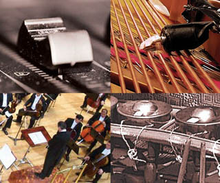 Collage of several music-related images. Collage of several music-related images.