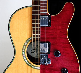 Two guitars combined into one. Two guitars combined into one.