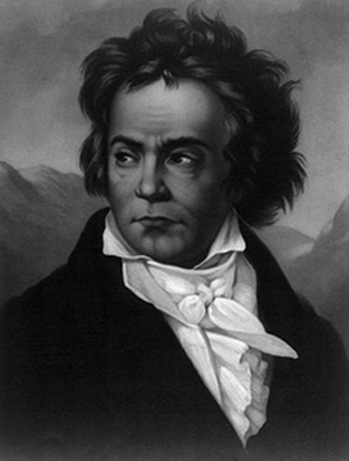 A black and white painting of Ludwig van Beethoven. A black and white painting of Ludwig van Beethoven.