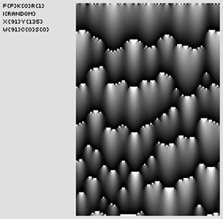 Diagram of a cellular automata used for generating musical compositions. Diagram of a cellular automata used for generating musical compositions.