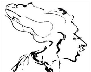 Expressive drawing of a woman singing. Expressive drawing of a woman singing.