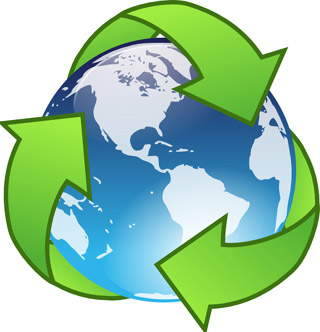 Earth encompassed by recycling symbol. Earth encompassed by recycling symbol.