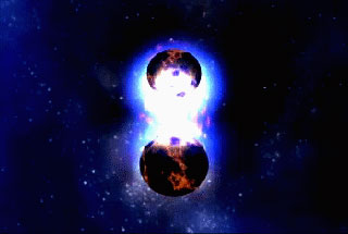 Photo of neutron star collision. This was perhaps caused by a collision of two older black holes or two neutron stars. Photo of neutron star collision. This was perhaps caused by a collision of two older black holes or two neutron stars.