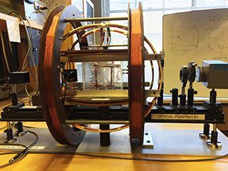 Rubidium magnetometer with two huge coils. Rubidium magnetometer with two huge coils.