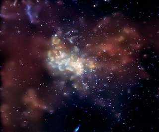 A photo of a galaxy taken by a space telescope. A photo of a galaxy taken by a space telescope.