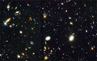 The Hubble Space Telescope Deep Field image. The Hubble Space Telescope Deep Field image.