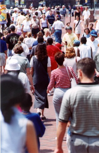 People on a city street. People on a city street.