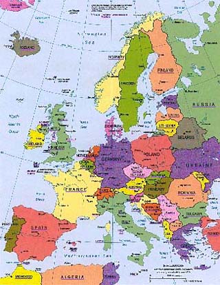 Photograph of a map of Western Europe. Photograph of a map of Western Europe.