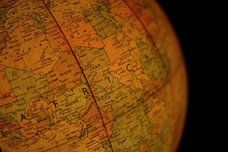 Close up photograph of globe, showing Africa. Close up photograph of globe, showing Africa.