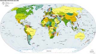 A map showing countries of the world in different colors. A map showing countries of the world in different colors.