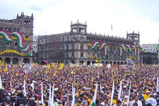 Thousands of people protesting in Mexico City. Thousands of people protesting in Mexico City.