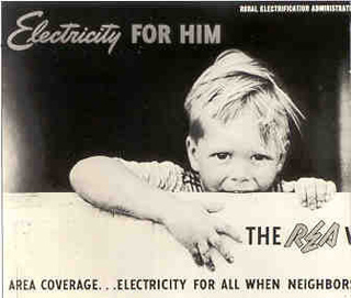 Poster with young boy and caption 'Electricity For Him.' Poster with young boy and caption 'Electricity For Him.'