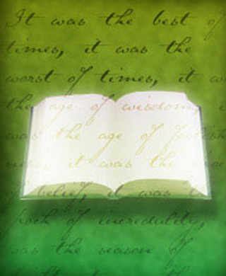 Illustration of an open book with a hand-written passage overlaid. Illustration of an open book with a hand-written passage overlaid.