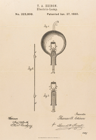 Drawing of the Incandescent Light Bulb by Thomas Edison. Drawing of the Incandescent Light Bulb by Thomas Edison.