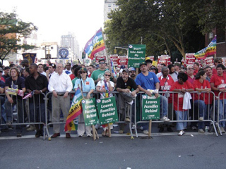 A photo of a labor rally. A photo of a labor rally.