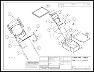 Illustration for a tray table being designed. Illustration for a tray table being designed.