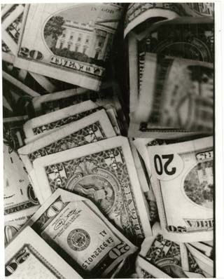Image of scattered US currency. Image of scattered US currency.