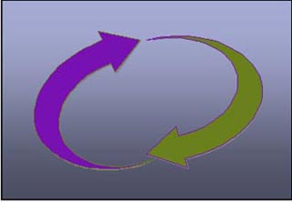 An illustration of two arrows in a circle, representing communication. An illustration of two arrows in a circle, representing communication.