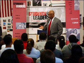 A photograph of Secretary Rod Paige at a speaking engagement. A photograph of Secretary Rod Paige at a speaking engagement.