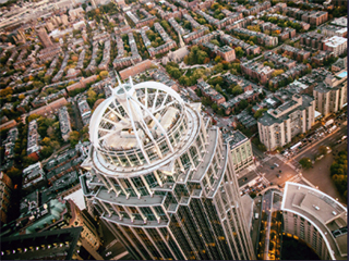 Photograph of Boston's Back Bay neighborhood, looking down from a skyscraper. Photograph of Boston's Back Bay neighborhood, looking down from a skyscraper.