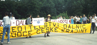 A photograph of environmental protesters in the Czech Republic. A photograph of environmental protesters in the Czech Republic.