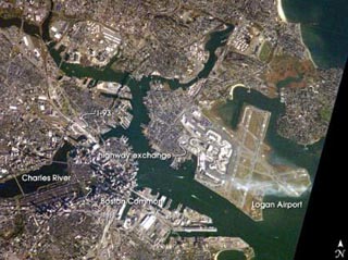 Aerial view of Boston and its surroundings. Aerial view of Boston and its surroundings.