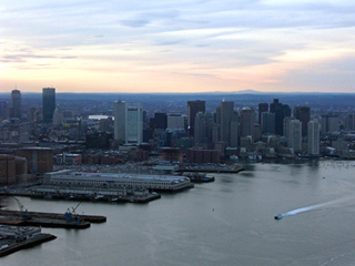 Aerial view of downtown Boston and the harbor. Aerial view of downtown Boston and the harbor.