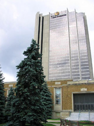 Photo of a high-rise corporate headquarters. Photo of a high-rise corporate headquarters.