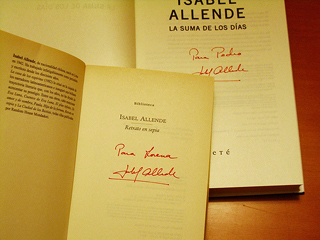 Isabel Allende's autograph on two of her books Isabel Allende's autograph on two of her books